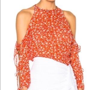 Veronica Beard Orange Silk Blouse Size 4